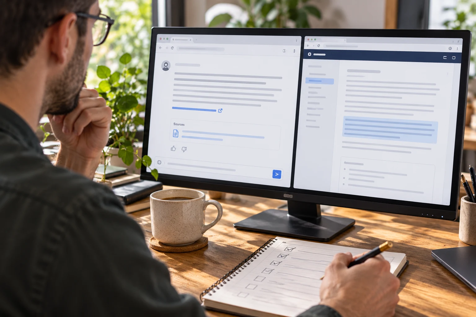 Quality reviewer compares a chatbot answer with its cited document passage.